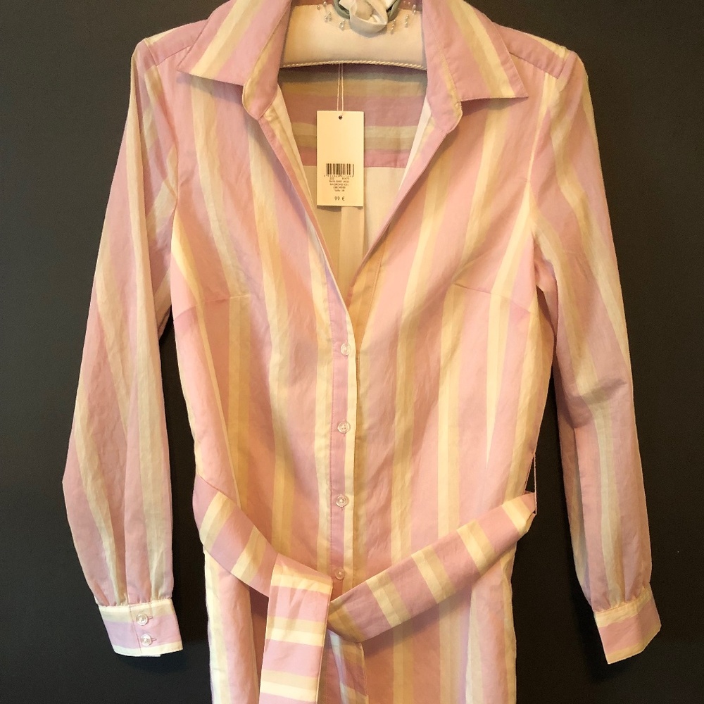 lavender stipe shirt dress NWT